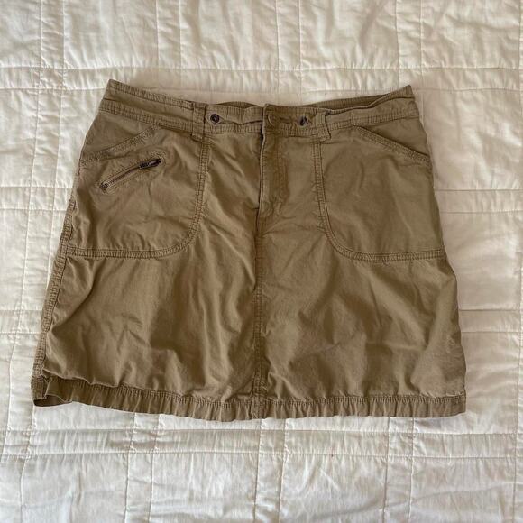 White Stag khaki mini skort skirt sz 8 pockets zipper preppy academia neutral - Picture 1 of 4